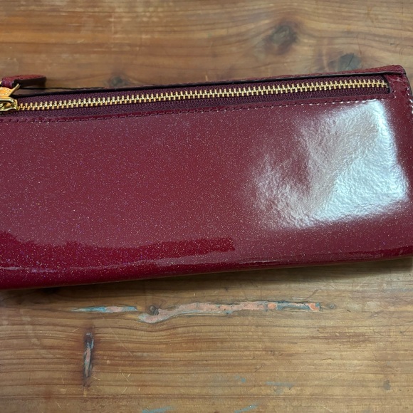 Coach Red Leather Wallet with Embossed Pattern - Picture 3 of 7